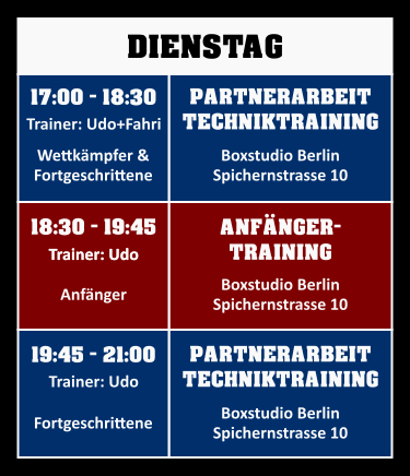 Trainingsplan Dienstag