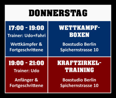 Trainingsplan Donnerstag