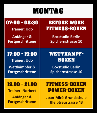 Trainingsplan Montag