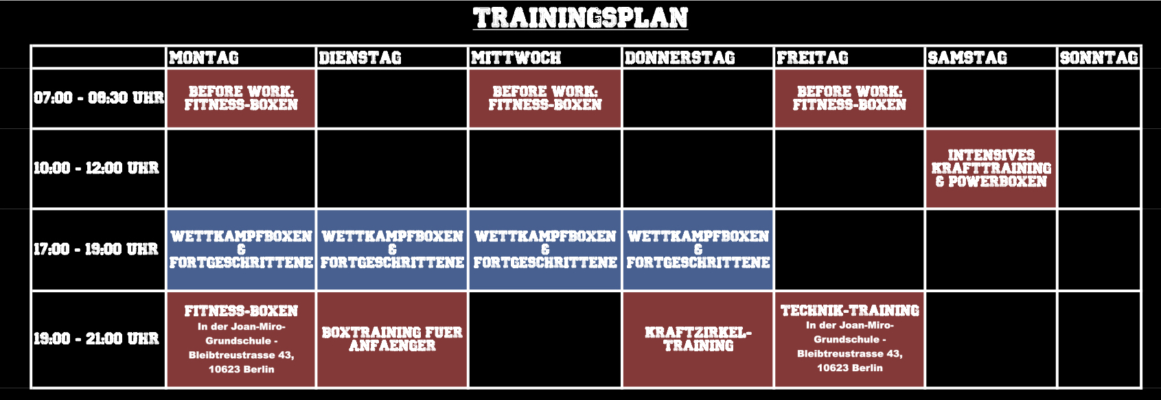 Trainingsplan Boxen Trainingsplan Boxen